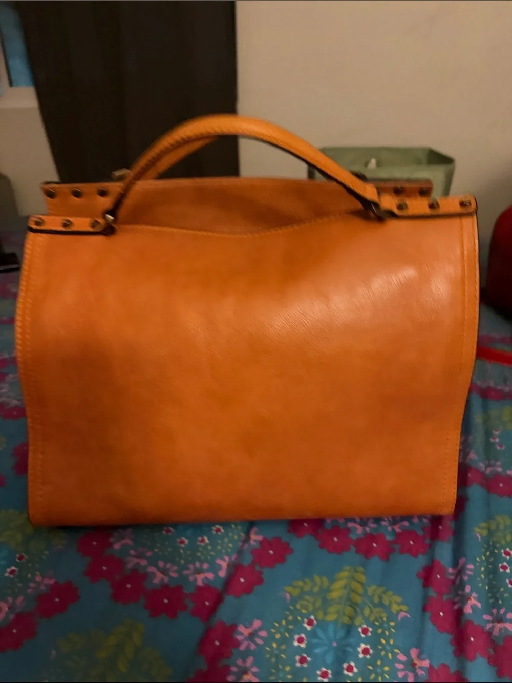 C&C California Orange Leather Top-Handle Satchel NWOT